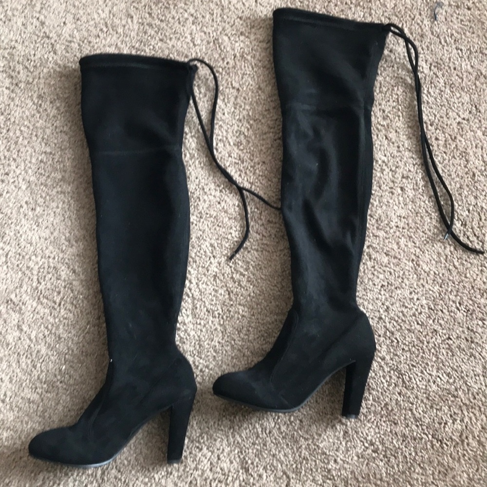 Over the knee black suede boots